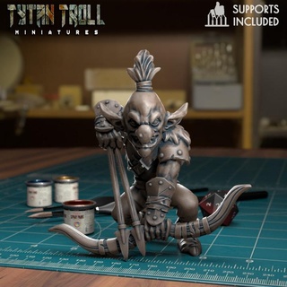 goblin archer 01 pre-supported tytantroll miniatures Toys & Games Tabletop Characters Creatures Fantasy Universe Board Store dragons dungeons fantasy scale miniature minis 32mm fatnasy presupported greenskins 3d print model - Mito3D