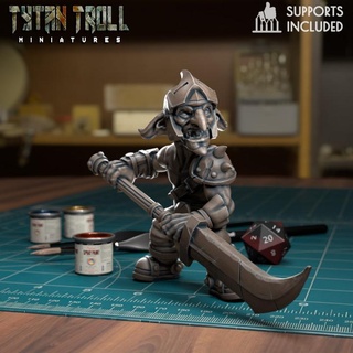 goblin spearman 03 pre-supported tytantroll miniatures Toys & Games Tabletop Characters Creatures Fantasy Universe Board Store dragons dungeons scale 32mm presupported 3d print model - Mito3D