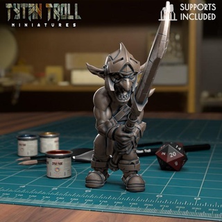 goblin spearman 05 pre-supported tytantroll miniatures Toys & Games Tabletop Characters Creatures Fantasy Universe Board Store creature dragons dungeons fantasy monster scale miniature minis dnd glaive 32mm woodland goblins user presupported greenskins 3d print model - Mito3D