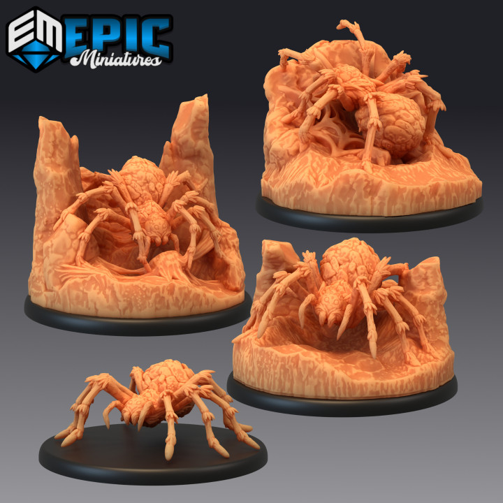 giant rock spider set mountain arachnid epic-miniatures Toys & Games Tabletop Characters Creatures Fantasy Universe Board Store fantasy medieval monster rpg warhammer sla enemy tabletop dungeon dnd pathfinder npc pre-supported supported pre 3D print model - Mito3D