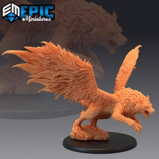 winged wolf attacking dire sky wolves wild flying beast mountain encounter epic-miniatures Toys & Games Tabletop Characters Creatures Fantasy Universe Board Store fantasy medieval monster rpg warhammer sla enemy tabletop dungeon dnd pathfinder npc pre-supported supported pre 3d print model - Mito3D