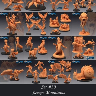 savage mountains set classic mountain encounter collection pre-supported epic-miniatures Toys & Games Tabletop Characters Creatures Fantasy Universe Board Store dragon fantasy medieval monster red rpg warhammer snail sla spider dragonborn enemy tabletop rust harpy dungeon griffin dnd pathfinder npc kenku supported pre 3d print model - Mito3D