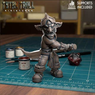 goblin spearman 07 pre-supported tytantroll miniatures Toys & Games Tabletop Characters Creatures Fantasy Universe Board Store fantasy scale dnd 32mm goblins presupported greenskins 3d print model - Mito3D