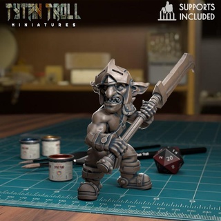 goblin spearman 08 pre-supported tytantroll miniatures Toys & Games Tabletop Characters Creatures Fantasy Universe Board Store fantasy tabletop minis dnd greenskin greenskins 3d print model - Mito3D
