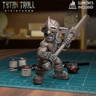 goblin spearman 09 pre-supported tytantroll miniatures Toys & Games Tabletop Characters Creatures Fantasy Universe Board Store fantasy miniature tabletop dnd 32mm presupported greenskins 3d print model - Mito3D