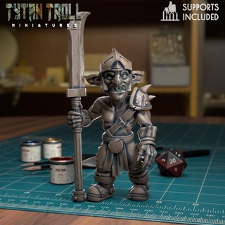 goblin spearman 11 pre-supported tytantroll miniatures Toys & Games Tabletop Characters Creatures Fantasy Universe Board Store fantasy guard dnd glaive swinging 3d print model - Mito3D