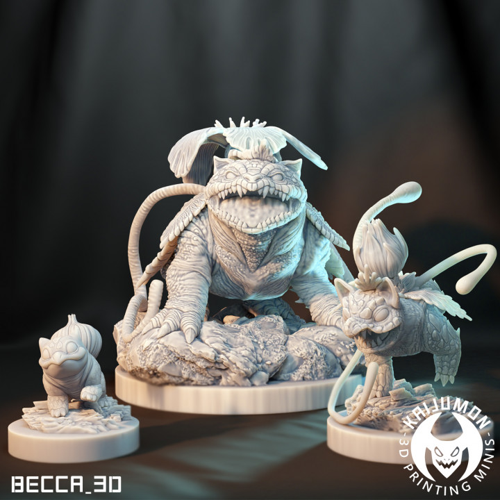 kaijumon flower toads Tabletop Characters & Creatures pokemon bulbasaur venusaur kaiju 3D print model - Mito3D