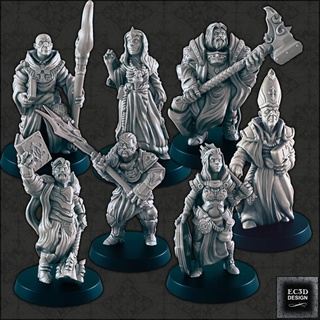 holy order support-free evan carothers Toys & Games Tabletop Characters Creatures Fantasy Universe Board Store warrior church priest supportless cleric cardinal nun 3d print model - Mito3D