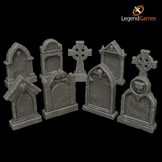 legendgames tombstone set legend games Toys & Games Tabletop Characters Creatures Fantasy Universe Board 3D Printable Terrain dragons dungeons gothic rpg tomb undead grave tabletop graveyard crypt crypts tombs ttrpg ravenloft 3d print model - Mito3D