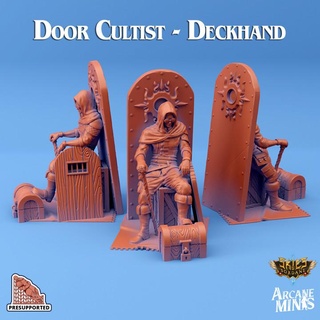 door cultist - deckhand arcane minis Store dragon dragons dungeons human roleplay rpg steampunk cane doors dungeon chest d&d 28mm dnd 35mm goggles 32mm 5e presupported pre-supported arcanapunk magipunk magitech sordane supported skies 3d print model - Mito3D