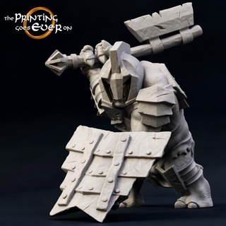 armored troll - presupported printing goes ever Toys & Games Tabletop Characters Creatures Fantasy Universe Board Store armor big fantasy fighter mini orc wargaming warhammer warrior miniature lotr large huge tabletop ogre 28mm dnd frostgrave skirmish cleaver 5e pre-supported statblock 3d print model - Mito3D