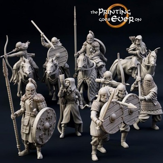 ridermercia warband - presupported printing goes ever Toys & Games Tabletop Characters Creatures Fantasy Universe Board Store army fantasy fighter knight mini set viking wargaming warhammer warrior horse miniature lotr norse tabletop cavalry rider 28mm dnd group bundle mounted frostgrave skirmish 5e norman pre-supported saxon statblock 3d print model - Mito3D