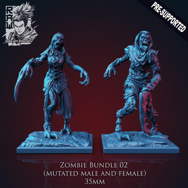 zombie bundle 02 hector moran Toys & Games Tabletop Characters Creatures Fantasy Universe Board Store fantasy medieval mini miniatures undead mutant minis zombies walkingdead raw peasants walkers roninartsworkshop mutantzombies undeadpeasants 3D print model - Mito3D