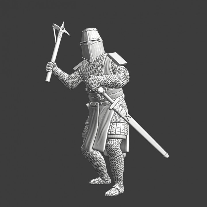 medieval cavaleiro martelo guerra norte cruzadas miniaturas brinquedos jogos tampo mesa personagens criaturas fantasia universo borda loja ótimo capacete Guerreiro dinamarquês cruzado 3D print model - Mito3D