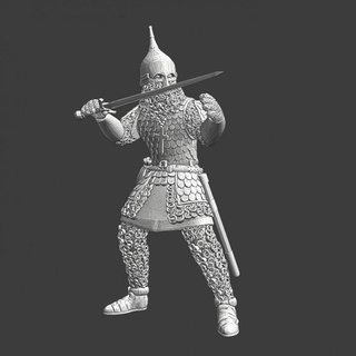 Ortaçağa ait ağır zırhlı Rusça savaşçı kılıç kuzey Haçlı seferleri minyatürler oyuncaklar oyunlar masaüstü karakterler yaratıklar fantezi Evren yazı tahtası mağaza şövalye piyade zincir posta göl haçlı borular 3d print model - Mito3D