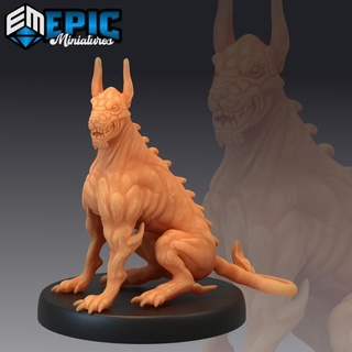 portal dog sitting blink hound demon canine epic-miniatures Toys & Games Tabletop Characters Creatures Fantasy Universe Board Store fantasy hell medieval monster rpg warhammer magic sla enemy tabletop dungeon dnd pathfinder npc teleport pre-supported supported pre teleporting 3d print model - Mito3D