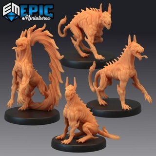 portal dog set blink hound demon canine epic-miniatures Toys & Games Tabletop Characters Creatures Fantasy Universe Board Store devil fantasy guard hell medieval monster rpg running warhammer magic sla evil enemy sitting tabletop dungeon dnd pathfinder npc teleport pre-supported attacking supported pre blinking teleporting 3d print model - Mito3D
