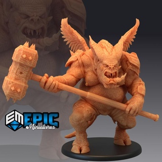 pig demon hammer flying boar creature abyss general epic-miniatures Toys & Games Tabletop Characters Creatures Fantasy Universe Board Store devil fantasy hell medieval monster rpg warhammer wing sla enemy tabletop dungeon dnd winged pathfinder nalfeshnee npc pre-supported supported pre 3d print model - Mito3D