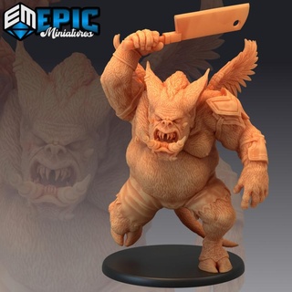 pig demon butcher attacking flying boar creature abyss general epic-miniatures Toys & Games Tabletop Characters Creatures Fantasy Universe Vehicles Machines Board Store devil fantasy hell medieval monster rpg warhammer wing sla evil enemy tabletop dungeon dnd winged pathfinder nalfeshnee npc pre-supported supported pre 3d print model - Mito3D