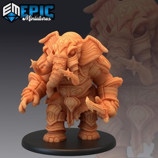 elephant folk paladin sword tusked warrior player character epic-miniatures Toys & Games Tabletop Characters Creatures Fantasy Universe Board Store fantasy medieval monster rpg warhammer sla enemy tabletop dungeon dnd pathfinder npc loxodon pre-supported supported pre 3d print model - Mito3D