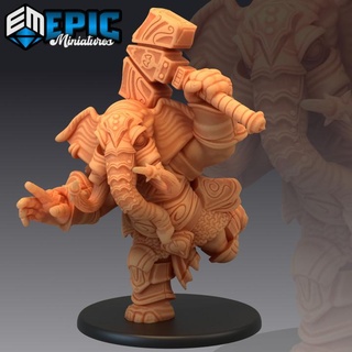 elephant folk paladin hammer tusked warrior player character epic-miniatures Toys & Games Tabletop Characters Creatures Fantasy Universe Board Store fantasy medieval monster rpg warhammer sla enemy tabletop dungeon dnd pathfinder npc loxodon pre-supported supported pre 3d print model - Mito3D
