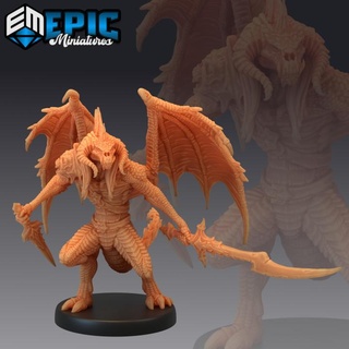 draconic demon black acid dragon devil winged skull dragonborn epic-miniatures Toys & Games Tabletop Characters Creatures Fantasy Universe Board Store fantasy medieval monster rpg sword warhammer saber sla enemy dagger tabletop dungeon dnd pathfinder npc pre-supported supported pre abishai 3d print model - Mito3D