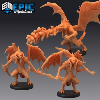 draconic demon black set acid dragon devil winged skull dragonborn epic-miniatures Toys & Games Tabletop Characters Creatures Fantasy Universe Board Store fantasy hell long medieval monster rpg sword warhammer saber sla enemy dagger tabletop dungeon breath attack dnd longsword pathfinder demonic npc pre-supported supported pre abishai 3d print model - Mito3D
