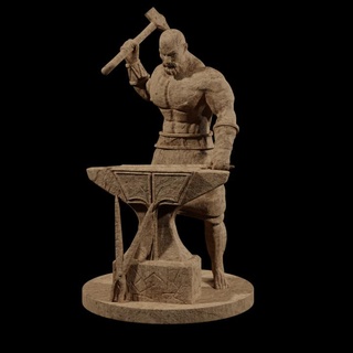 hephaestus - wrath olympus kickstarter yourneighborknight minis Toys & Games Tabletop Characters Creatures Fantasy Universe Board Store blacksmith god greek working hammer anvil pincers bald 3d print model - Mito3D