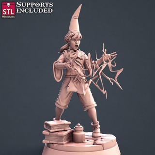 apprentice mage stl miniatures Toys & Games Tabletop Characters Creatures Fantasy Universe Board Store fantasy magician wargames character stylized tabletop d&d 3d print model - Mito3D