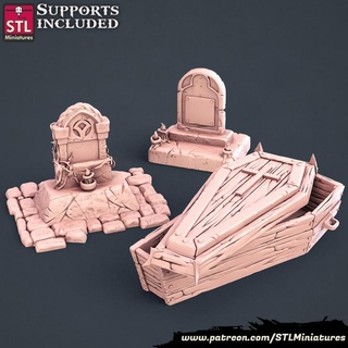 undertaker tombs cofin stl miniatures Toys & Games Tabletop Characters Creatures Fantasy Universe Board Store 3D Printable Terrain decoration fantasy prop wargames tabletop d&d 3d print model - Mito3D