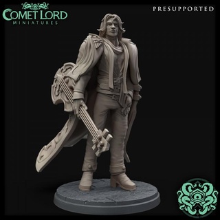 adrian itherian bard comet lord miniatures Toys & Games Tabletop Characters Creatures Fantasy Universe Board Store dark dragons dungeons gothic character dnd lute dnd5e 3d print model - Mito3D