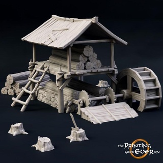 orc lumbermill - supportless printing goes ever Toys & Games Tabletop Characters Creatures Fantasy Universe Board 3D Printable Terrain building environment fantasy fdm filament modular nature rpg saw structure terrain wargaming warhammer wood lotr evil tabletop mill 28mm dnd cutting frostgrave skirmish scatter 5e half-orc quarry chopping 3d print model - Mito3D
