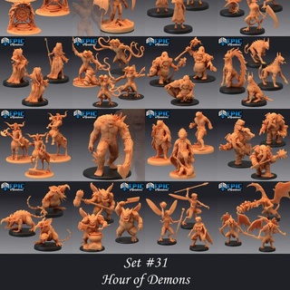hour demons set demon & devil collection hell abyss encounter pre-supoprted epic-miniatures Toys Games Tabletop Characters Creatures Fantasy Universe Board Store fantasy medieval monster rpg warhammer sla enemy tabletop warlock dungeon dnd pathfinder demogorgon hag npc pre-supported supported pre abishai 3d print model - Mito3D