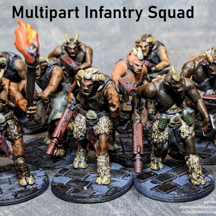 hommes bêtes espace multipart infanterie équipe downtown3d jouets Jeux table personnages créatures Sci univers planche bête jeu garde trousse mini modèle wargaming miniature impérial kit 28mm Astra jeux Garde impériale militarum gardes 3D print model - Mito3D