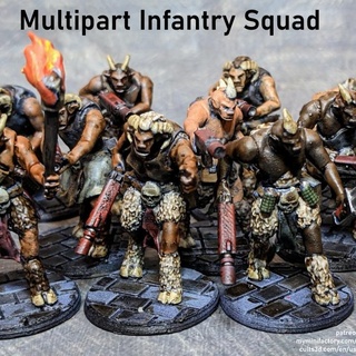 beastmen space multipart infantry squad downtown3d Toys & Games Tabletop Characters Creatures Sci-Fi Universe Board beast games gaming guard kit mini model wargaming miniature imperial modelkit tabletop 28mm astra tabletopgames imperialguard militarum guardsmen 3d print model - Mito3D