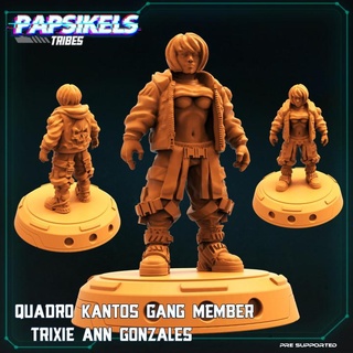 quadro kantos gang member trixie ann gonazales papsikels miniatures Toys & Games Tabletop Characters Creatures Sci-Fi Universe Board Store girl jacket cyberpunk 3d print model - Mito3D