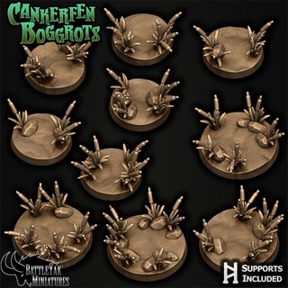 cankerfen swamp base set battle yak miniatures Toys & Games Tabletop accessories Characters Creatures Fantasy Universe Board Store 3D Printable Terrain battlefield decoration fantasy horror terrain bases customization battleyakminiatures 3d print model - Mito3D