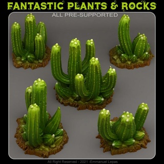 toxique cactus fantastique plantes rochers jouets Jeux table personnages créatures fantaisie univers planche boutique 3D imprimable terrain Emmanuel tribu prise charge 3d print model - Mito3D