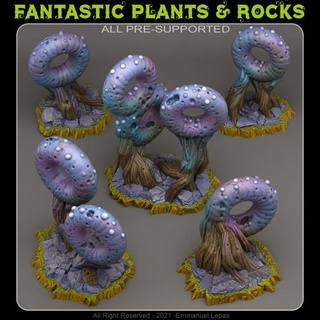 donut mushrooms fantastic plants rocks Toys & Games Tabletop Characters Creatures Fantasy Universe Board Store 3D Printable Terrain tribe lepas 3d print model - Mito3D