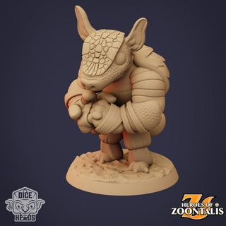 armadillo monk pre-supported included dice heads Toys & Games Tabletop Characters Creatures Fantasy Universe Board d&d dnd presupported armadillomonk 3d print model - Mito3D