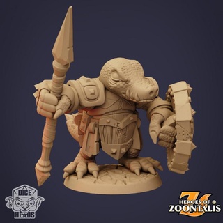croc paladin pre-supported included dice heads Toys & Games Tabletop Characters Creatures Fantasy Universe Board crocodile d&d dnd presupported 3d print model - Mito3D