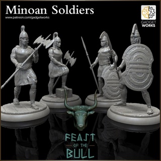 minoan palace soldiers - 4 figure set gadgetworks Toys & Games Tabletop Characters Creatures Fantasy Universe Board Store historical miniatures rpg figures tabletop minis dnd 32mm ttrpg characters creatures&gt fantasy universe 3d print model - Mito3D
