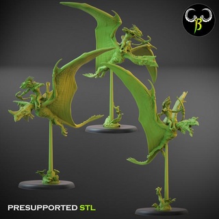 heliodon rider set claybeastcreation Toys & Games Tabletop Characters Creatures Fantasy Universe Board Store dinosaur fantasy reptile flying wargame 3d print model - Mito3D