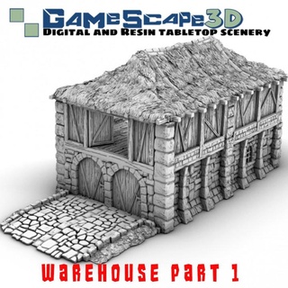 infinite warehouse part 1 gamescape3d Toys & Games Tabletop Characters Creatures Fantasy Universe Board Store 3D Printable Terrain store merchant barn 3d print model - Mito3D
