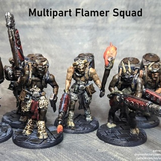 beastmen space multipart flamer squad downtown3d Toys & Games Tabletop Characters Creatures Sci-Fi Universe Board kit mini model miniature modelkit infantry 28mm astra tabletopgames imperialguard militarum flamethrower guardsmen 3d print model - Mito3D