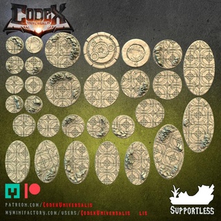 30 cursed temple bases codex universalis Toys & Games Tabletop accessories Characters Creatures Fantasy Universe Board 3D Printable Terrain dark oval cult floor round candles candelabra praetor templre candelabre cultcultist 3d print model - Mito3D