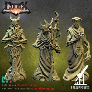 akigath's cursed cultists pack codex universalis Toys & Games Tabletop Characters Creatures Fantasy Universe Board Store dark sword temple sign priest cult staff priestess cultist macabre akigath 3d print model - Mito3D