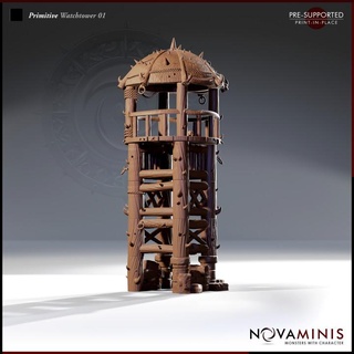 primitive watchtower 01 novaminis Toys & Games Tabletop Characters Creatures Fantasy Universe Board Store 3D Printable Terrain dragons dungeons fantasy mini monster rpg roleplaying tabletop 28mm dnd pathfinder ttrpg presupported 3d print model - Mito3D