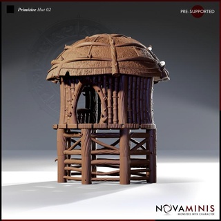 primitive hut 02 novaminis Toys & Games Tabletop Characters Creatures Fantasy Universe Board Store 3D Printable Terrain dragons dungeons fantasy mini monster rpg roleplaying tabletop 28mm dnd pathfinder ttrpg presupported 3d print model - Mito3D