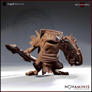 frogfolk warrior 04 novaminis Toys & Games Tabletop Characters Creatures Fantasy Universe Board Store dragons dungeons fantasy mini monster rpg roleplaying tabletop 28mm dnd pathfinder bullywug ttrpg presupported 3d print model - Mito3D